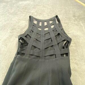 Rex Lester Maxi Dress Women's 2 Black Lattice Cage Back Sleeveless Evening Gown